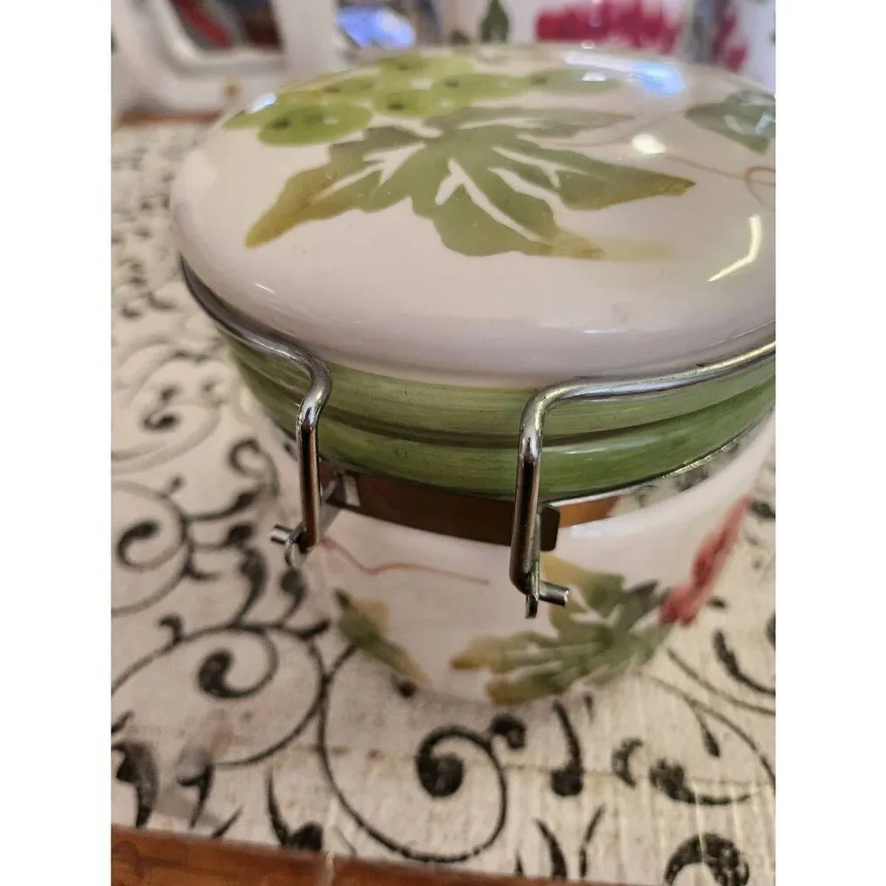 Ceramic Grape Design Canister
